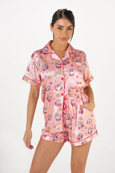 Pink Puffball Satin Set